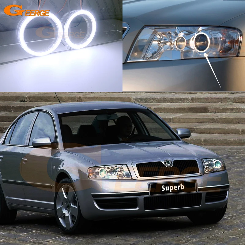 

For Skoda Superb I 3U 2001 2002 2003 2004 2005 2006 2007 2008 Excellent Ultra Bright COB Led Angel Eyes Kit Halo Rings