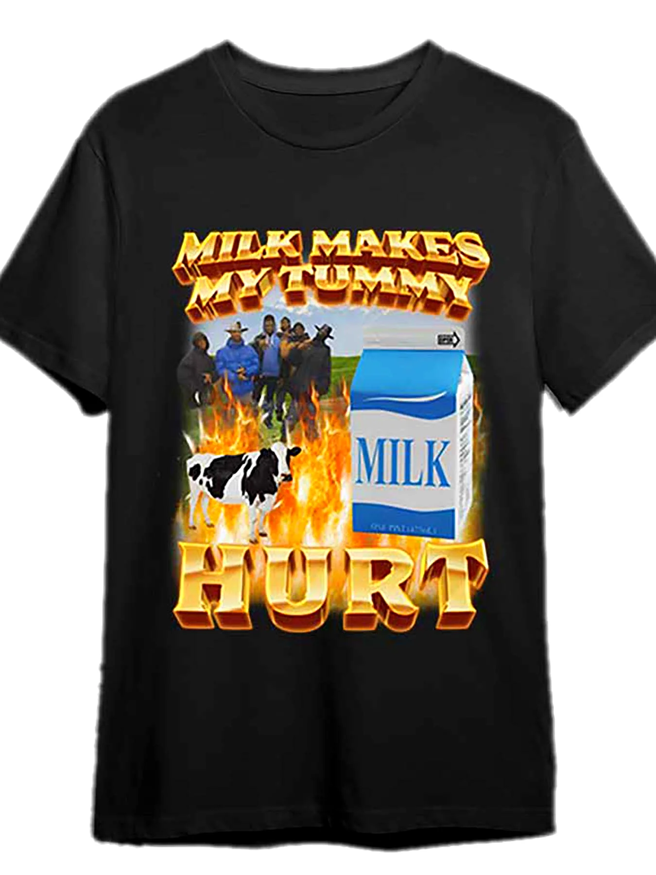 

Футболка Milk Makes My Tummy Hurt, мужская футболка с коротким рукавом и рисунком, черная коллекция