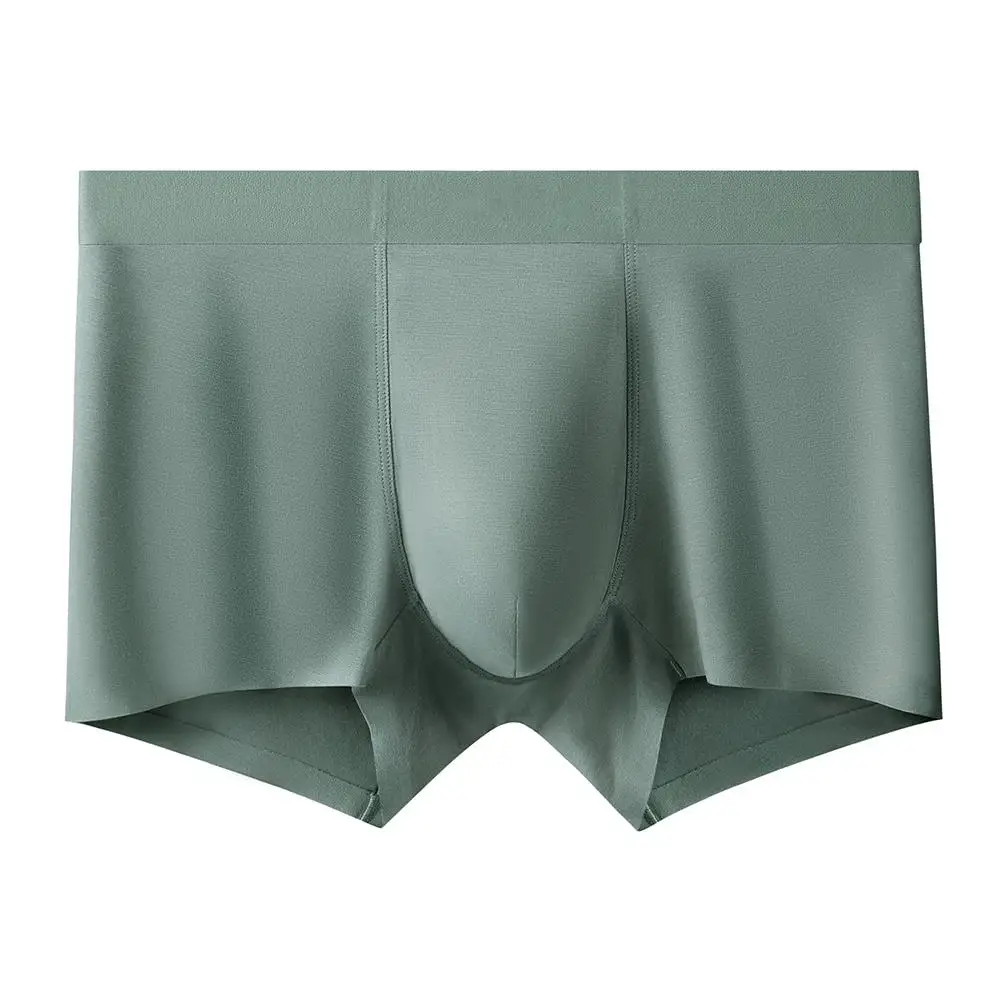 

Men Seamless Plus Size Trunks Underwear Panties Solid Bulge Pouch Boxer Shorts Ultra-thin Sexy Underwear Summer Cool Trunk Short