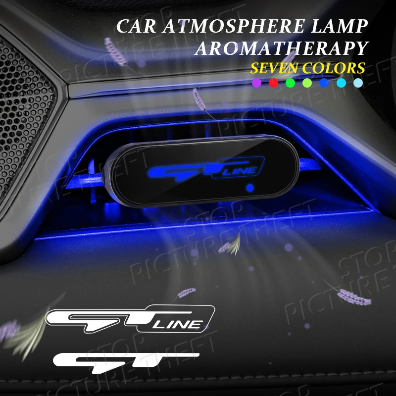 For Kia GT LINE Logo Ceed Kona K5 Sportage Stinger K3 K2 Emblem Car Air Outlet Aromatherapy Atmosphere Light LED Air Freshener