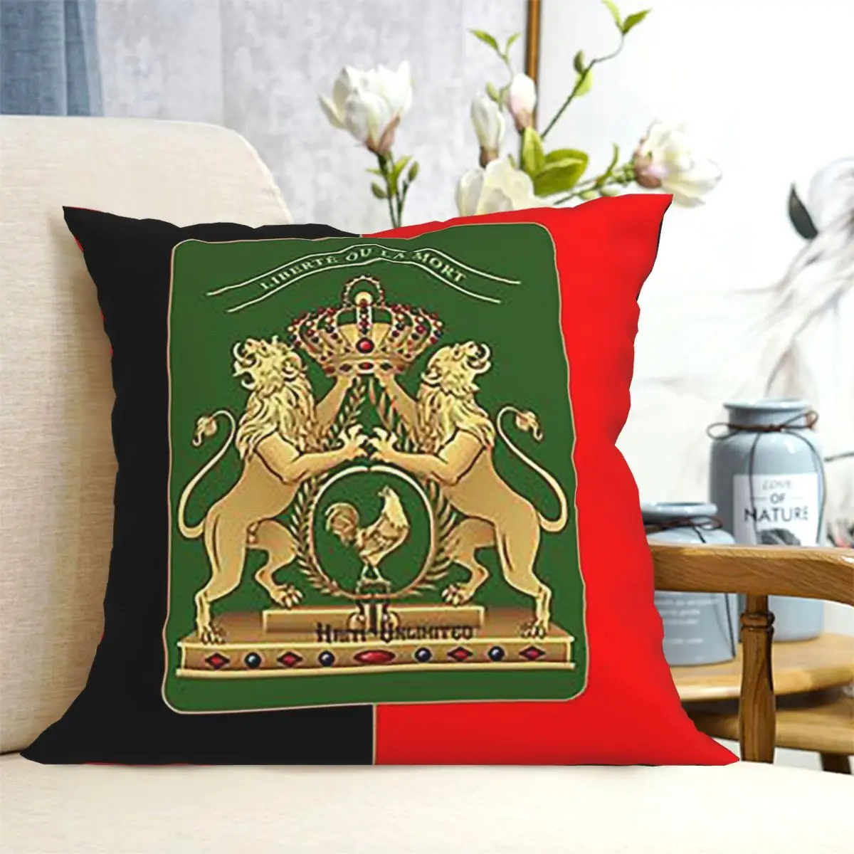 Haitian Independence Flag Square Pillowcase Cushion Cover Pillow Case Throw Pillow Cover for Home Sofa Living Room