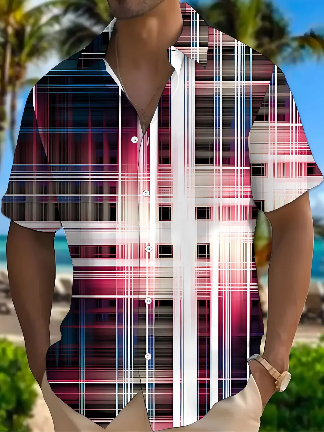 

Men's Summer Stylish Shirt Hawaiian StyleMan Women Short Sleeve Casual Print Beach Party Outfit Tops