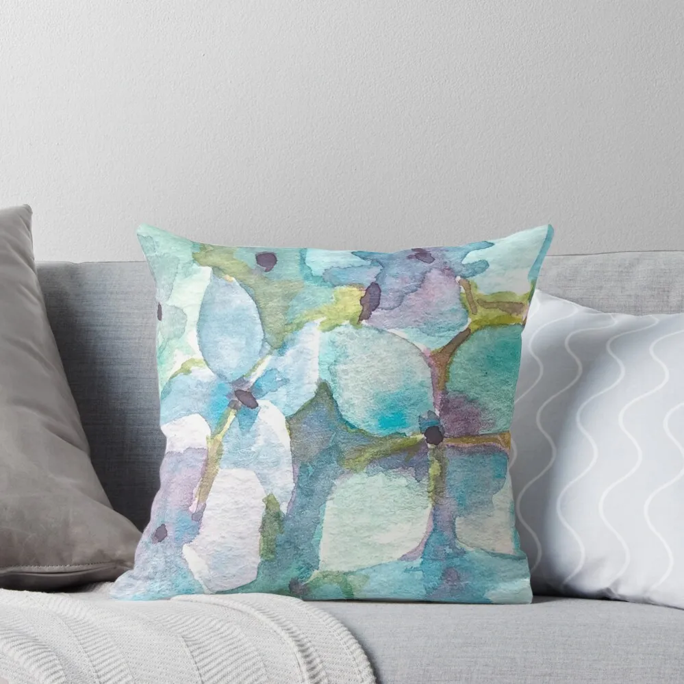 Blue Watercolor Hydrangea Throw Pillow New year Christmas Pillows Christmas Pillow Cases Decorative Cushion Cover pillow