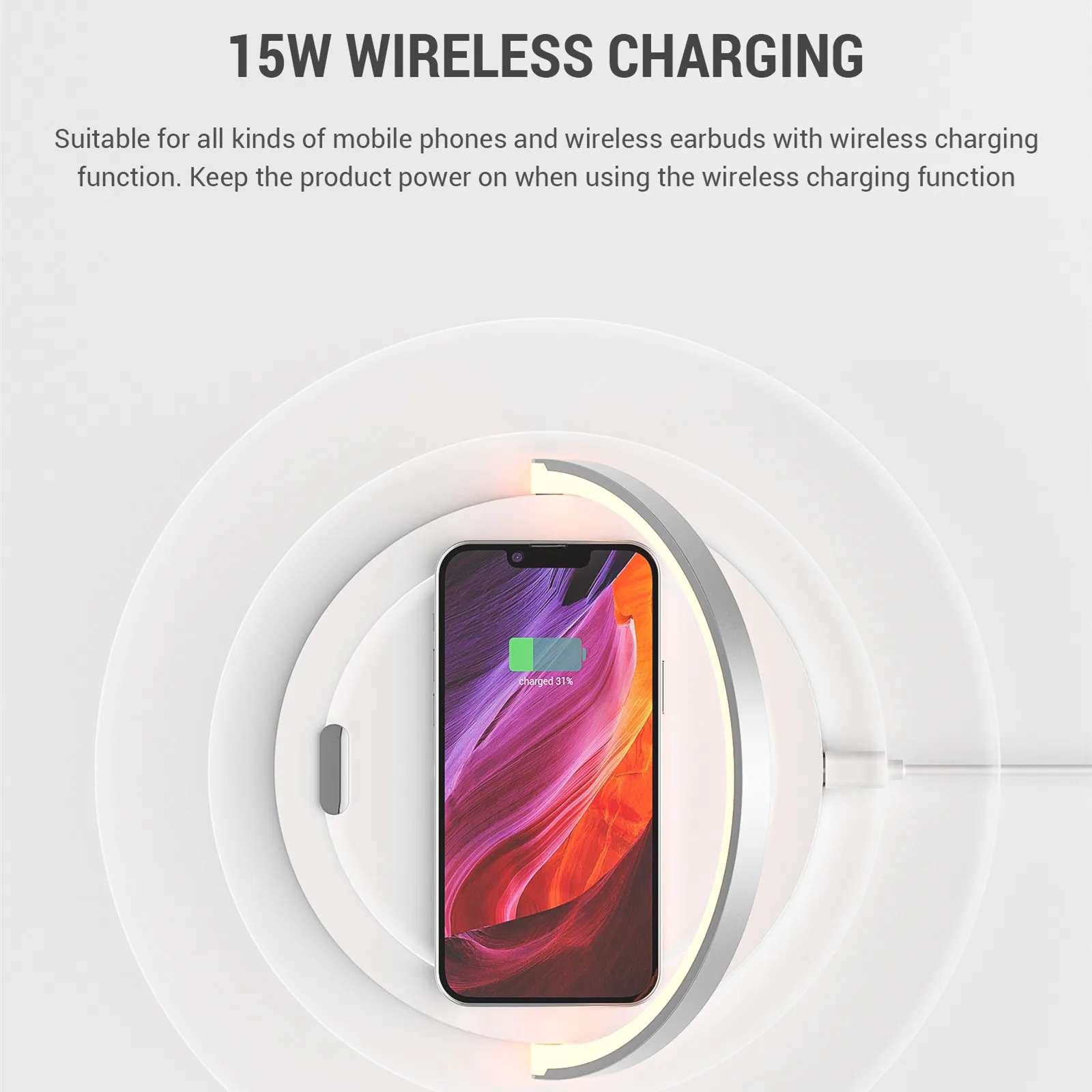 Wireless Charger Table Lamp Bedroom Lamp Support for IPhone Samsung Huawei Xiaomi Adjustable Angle Touch Switch