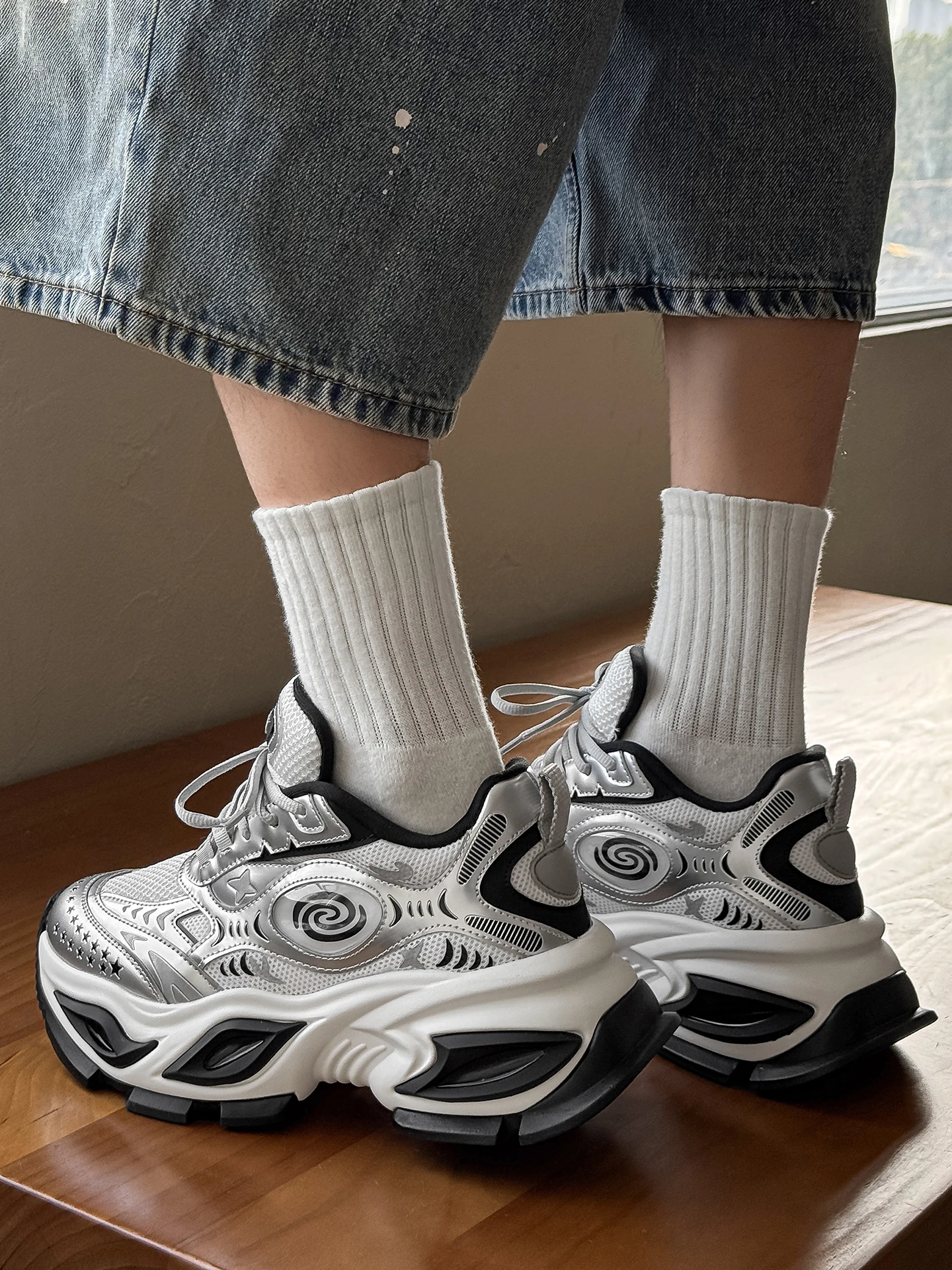 

Men's Dad oes Casual Sport oes Thi Bot High Top Leisure Sneakers Breathable Me Upper Comfortable Rubber Sole