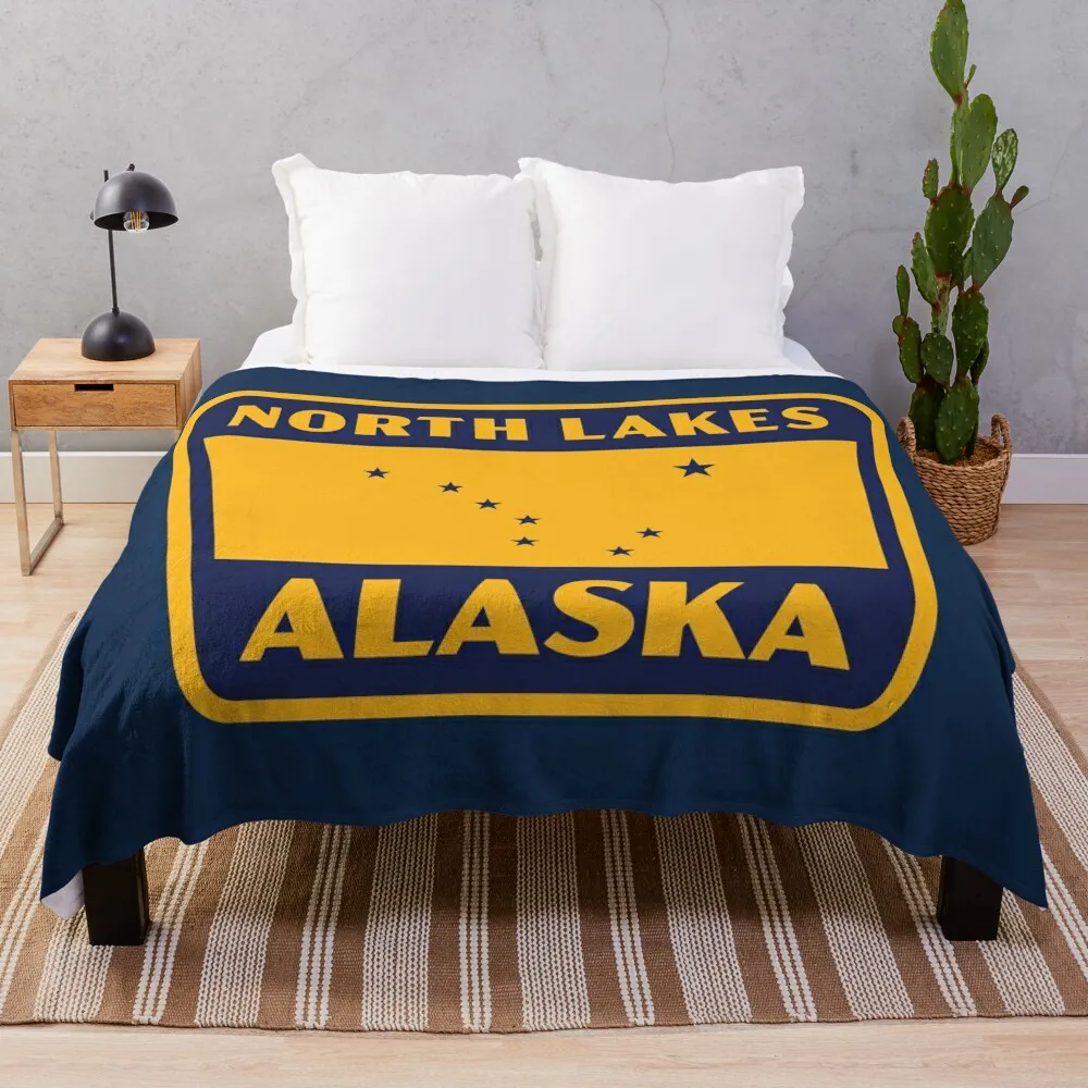 North Lakes Alaska Retro Star Badge (Blue) Throw Blanket Thin sofa bed Decoratives blankets ands Blankets