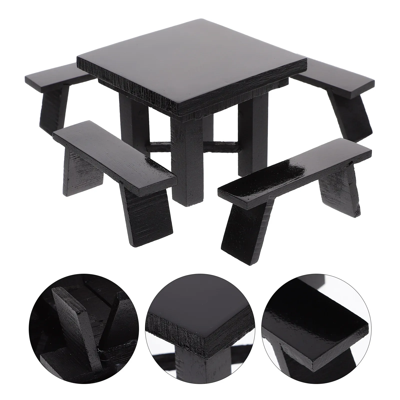 

1Set Mini Wooden Desk and Chair Set Realistic Mini House Furniture Ornament for Dollhouse Layout Prop Photography Decor