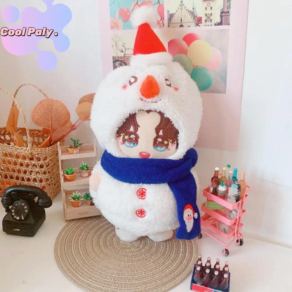 

Christmas Snowman 20CM Cotton Doll Clothes Plush Hat Outfit Stuffed Doll Clothes Suit DIY Clothing Changing Plush Toys Clothes