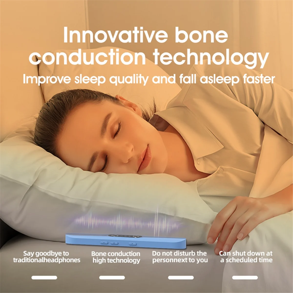 Yours Caja de música inalámbrica Bluetooth de conducción ósea Altavoz para dormir Pantalla LED Almohada para dormir Altavoz pequeño Bluetooth Azul