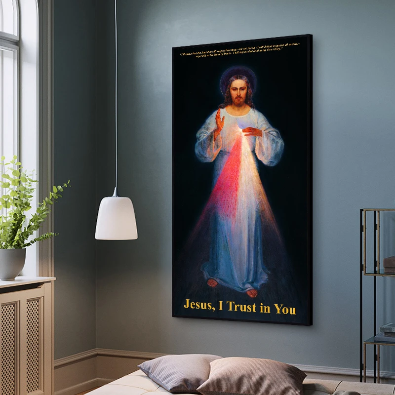 

Jesus I Trust in You Divine Mercy Prayer Poster Print Canvas Painting Catholic Art Picture Living Room Home Wall Decor Cuadros