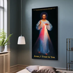 Jesus I Trust in You Divine Mercy Prayer Poster Print Canvas Painting Catholic Art Picture Living Room Home Wall Decor Cuadros