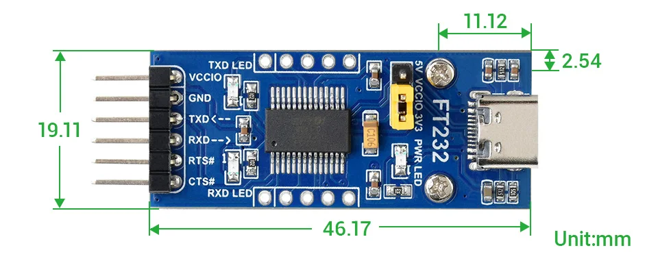 Placa UART USB FT232 (tipo C), módulo de comunicación FT232 USB a UART (TTL), conector USB-C