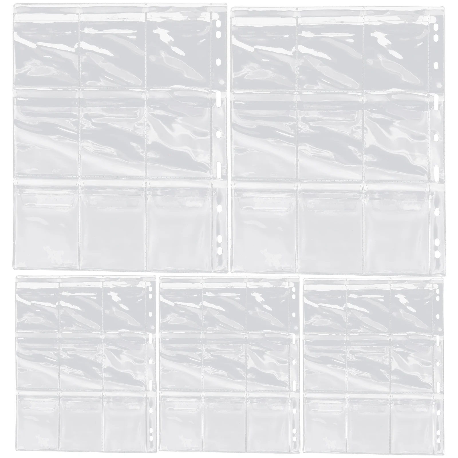 5 pçs caixa de moedas página interna titular páginas design transparente para três anel fichário armazenamento álbum numismático suprimentos plástico