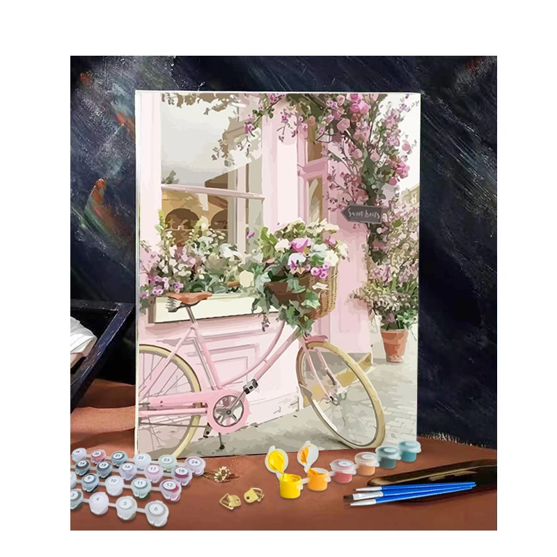 AliExpress CHENISTORY Oil DIY Painting By Numbers HandPainted Art Pictures Bicycle Landscape Drawing On Canvas Kits Set For Adult Decor Set