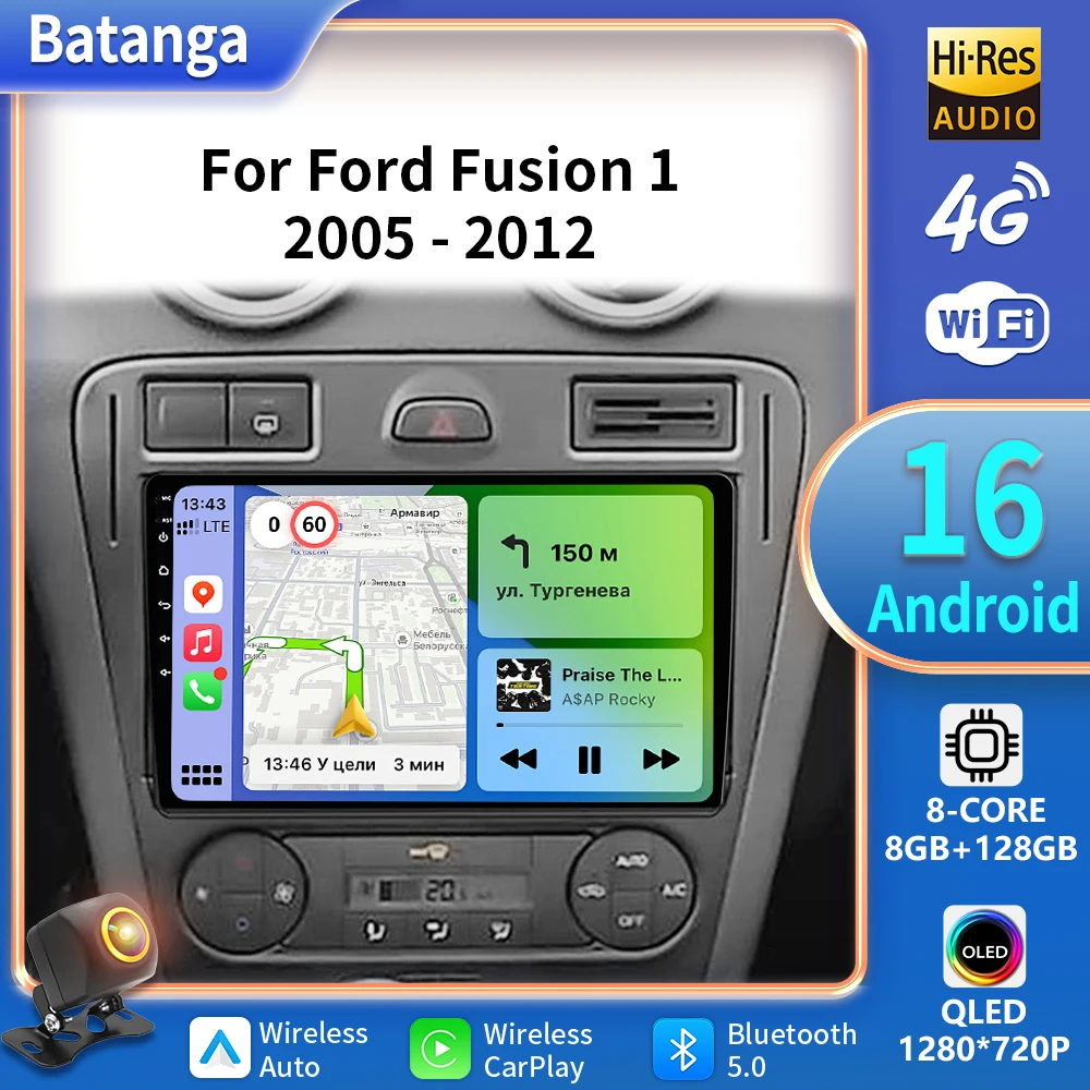 Android 16 Carplay For Ford Fusion 1 2005 - 2012 Car Radio Multimedia Video Player Navigation GPS Android No 2DIN 2 Din DVD