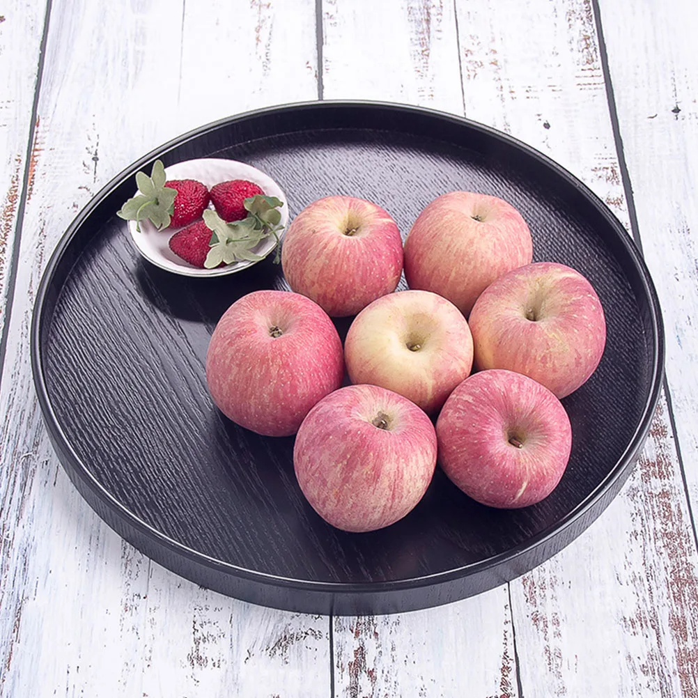 

Platter Black Wooden Pallet Fruit Organizer Stand European Style Round Trays Home Decor