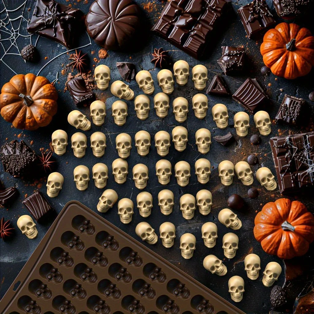 Skull Silicone Baking Mold - 100-Cavity Chocolate & Candy Mold for DIY Cake Decorating Fondant Ice Cubes Soap Making