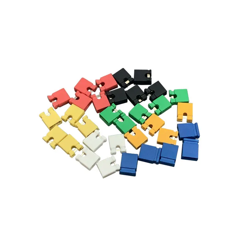 50PCS Pitch Jumper Shorted cap & Headers & Wire Housings 2.54MM SHUNT Black Yellow White Green Red Blue