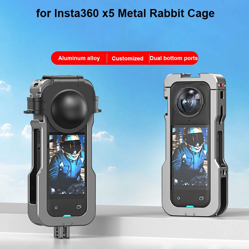 

Aluminum Rabbit Cage Protective Case for Insta360 X5 Multifunctional Metal Frame Expansion Adapter Mount with Lens Cover
