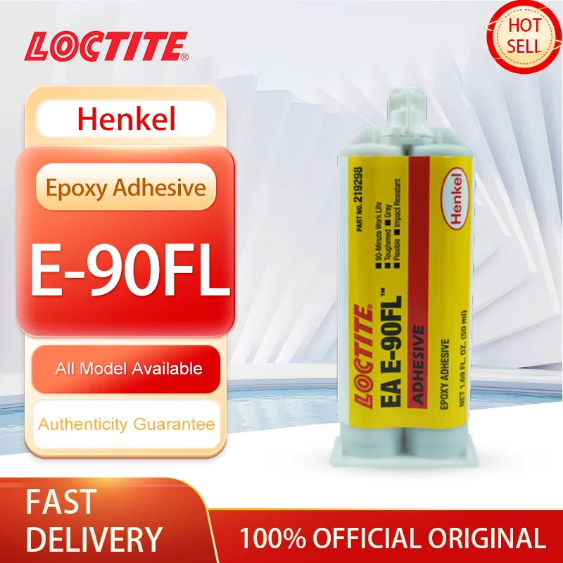 Adhesivo epoxi Loctite EA E-90FL 100% Original, adhesivo estructural de 50ML, pegamento AB de resina epoxi gris Flexible