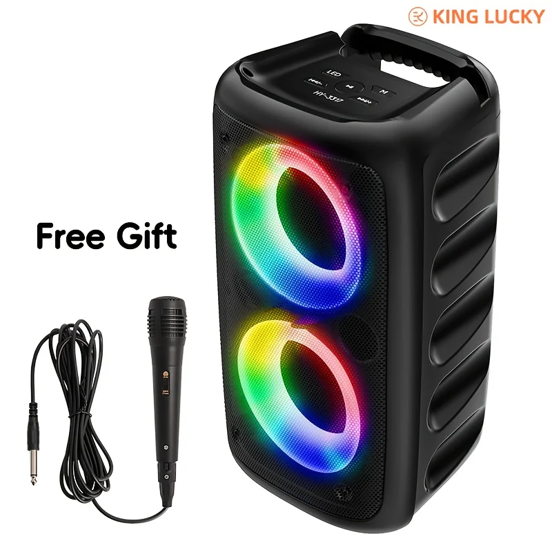 

Kinglucky HY-3317 wireless subwoofer speaker home party speaker portable outdoor sports surround sound box disco light 2400mAh