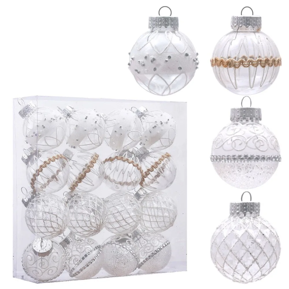 

16pcs Plastic Christmas Ball Shatterproof Delicate Christmas Spheres Pendant Painted Waterproof Xmas Tree Hanging Ornament Shop