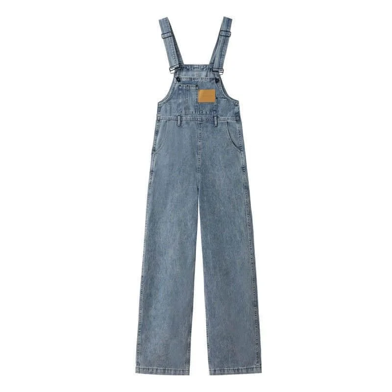 

Denim Jumpsuits for Women Loose Korean Style Harajuku Straight Overalls One Piece Outfit Women Rompers Casual Vintage Playsuits