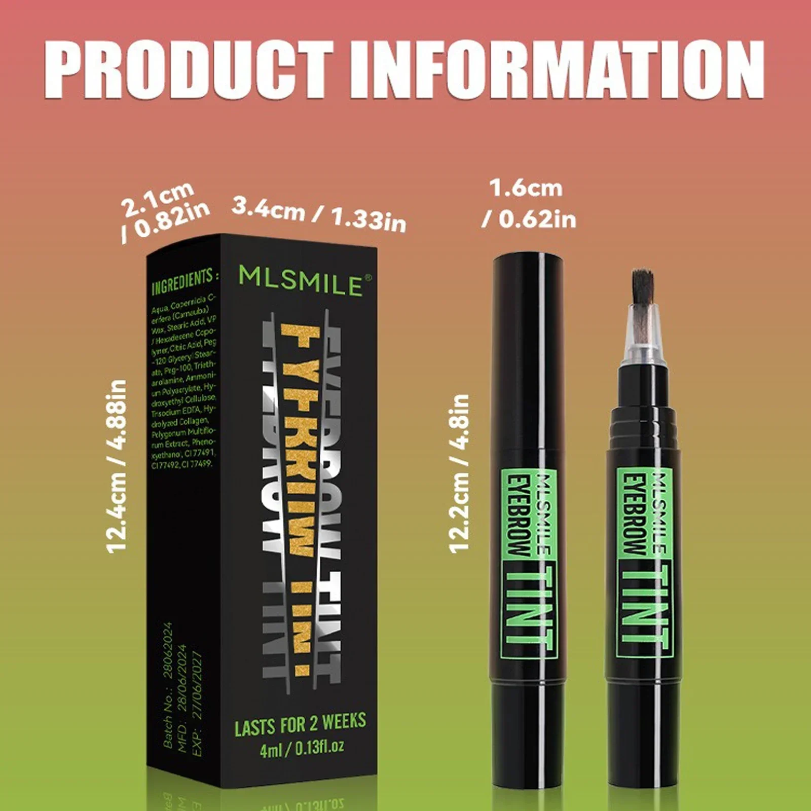 Pennello Sopracciglia Tinta Colorante Impermeabile di Lunga Durata Nero Marrone Colore Sopracciglia Vernice Gel Tinta Mascara Trucchi Strumento Sopracciglia Enhancer Crema Trucco