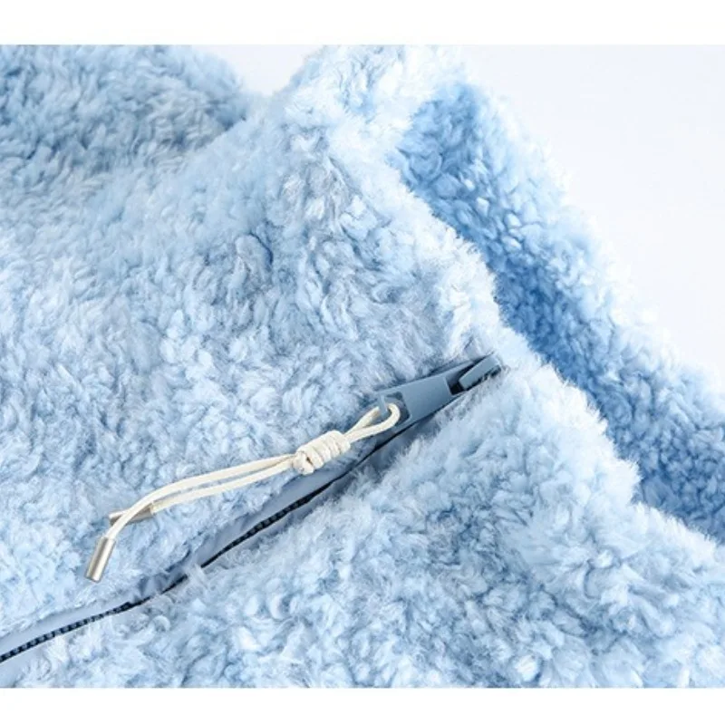 Marrom gola jaqueta peluda fofo solto zip-up jaqueta de pele sintética quente casual elegante casaco de pelúcia falso cordeiro estilo preppy rua