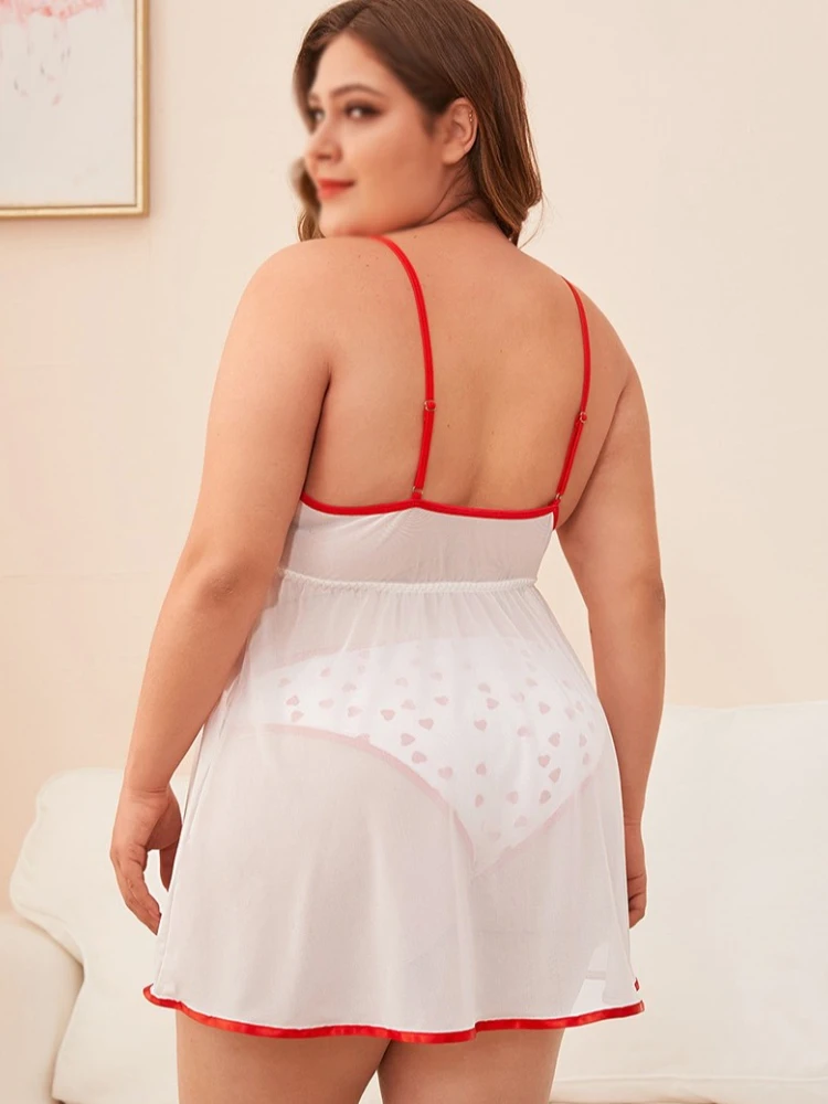 2 قطعة مجموعة المرأة بيجامة مثير ثياب النوم الملابس الداخلية سيدة عارية الذراعين على شكل قلب مقوس دانتيل ثوب النوم الشفاف الملابس المثيرة