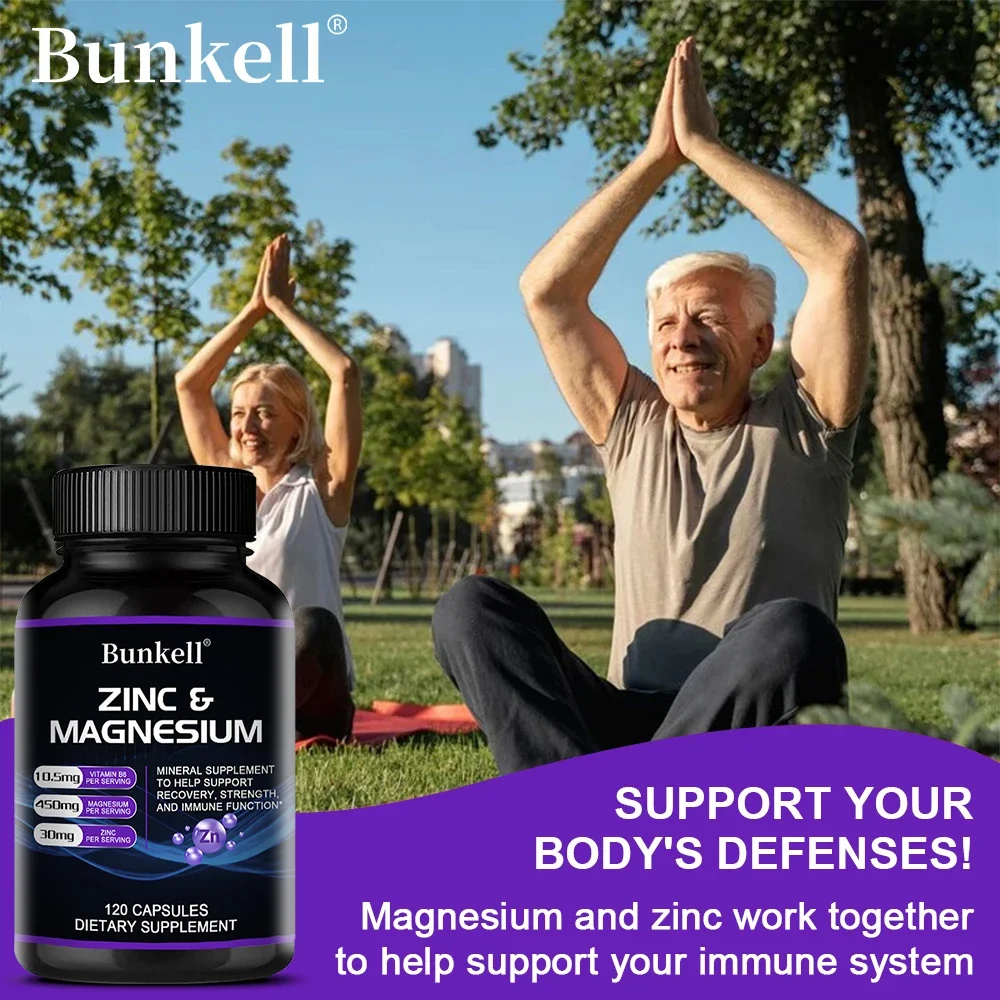 Zinc & Magnesium Supplement - Zinc, Magnesium & Vitamin B6, Black Pepper for High Absorption, Strength Immunity Vegetarian