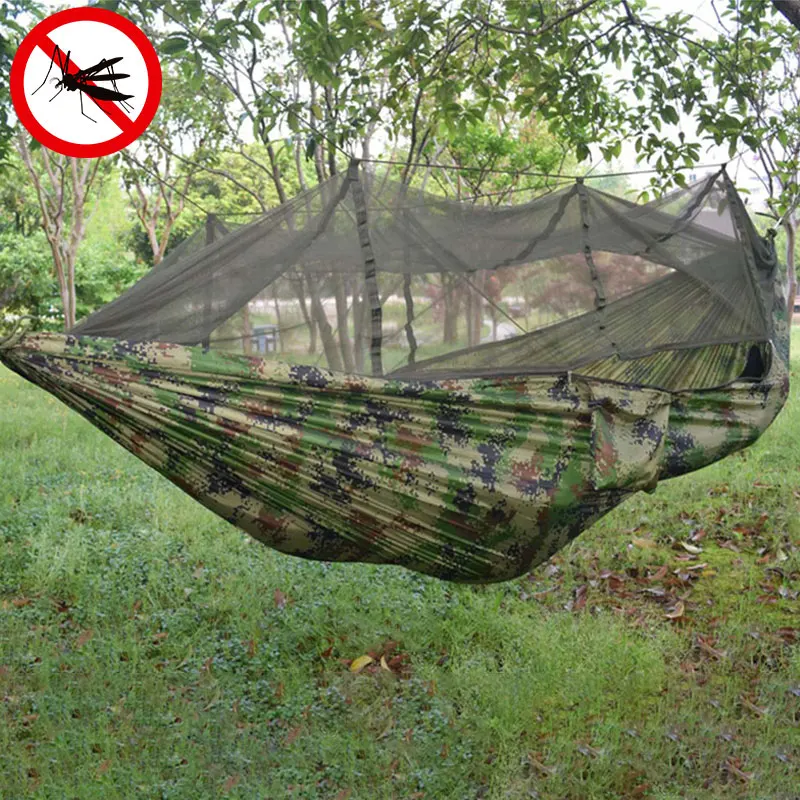 Outdoor Mosquito Net Hammock Camping Outdoor Hammock With 1-2 Person Portable Hanging ​Bed  Strength Parachute Hanging Bed