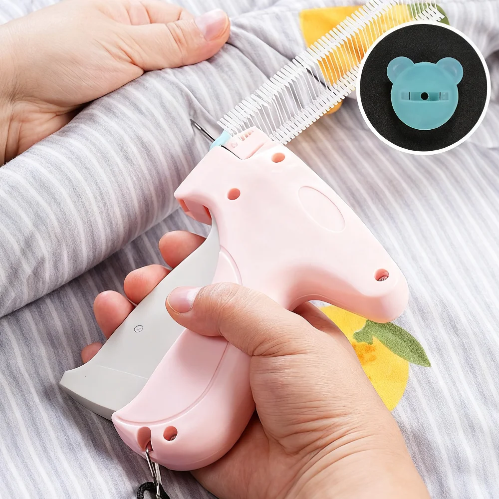 

Pinless Snap Sewing Gun for Quilt Holder, Silicone Buckle Garment Label with Anti-slip Tool, Quick Clothing Repair Stitch Gun