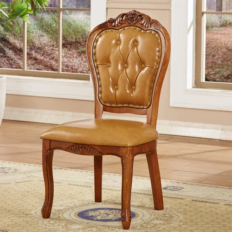 Kursi Makan Sandaran Lengan Rumah Kursi Makan Tahta Kayu Mewah Mewah Tahan Air Kursi Kulit Modern Furnitur Salle Manger