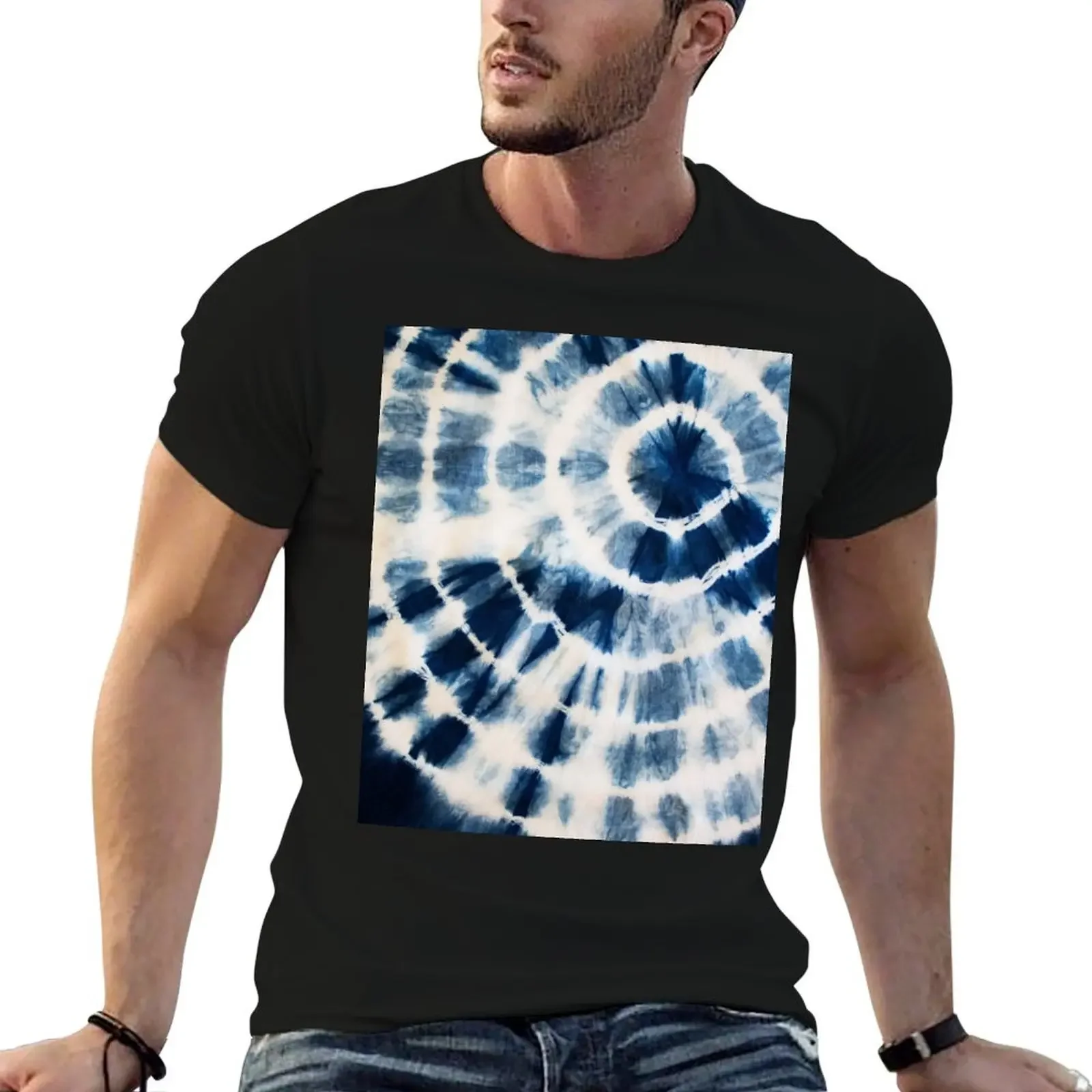 

Tie Dye Indigo Circle Burst T-Shirt sweat customs design your own vintage clothes for men