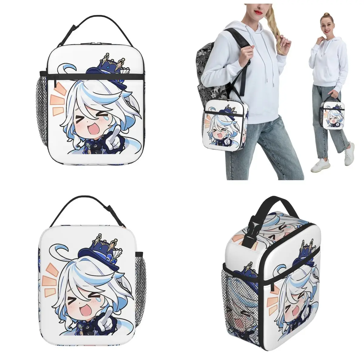 Cute Furina Genshin Impact Game Lover Product Insulated Lunch Bag games Food Container Portable Cooler Thermal Lunch Boxes