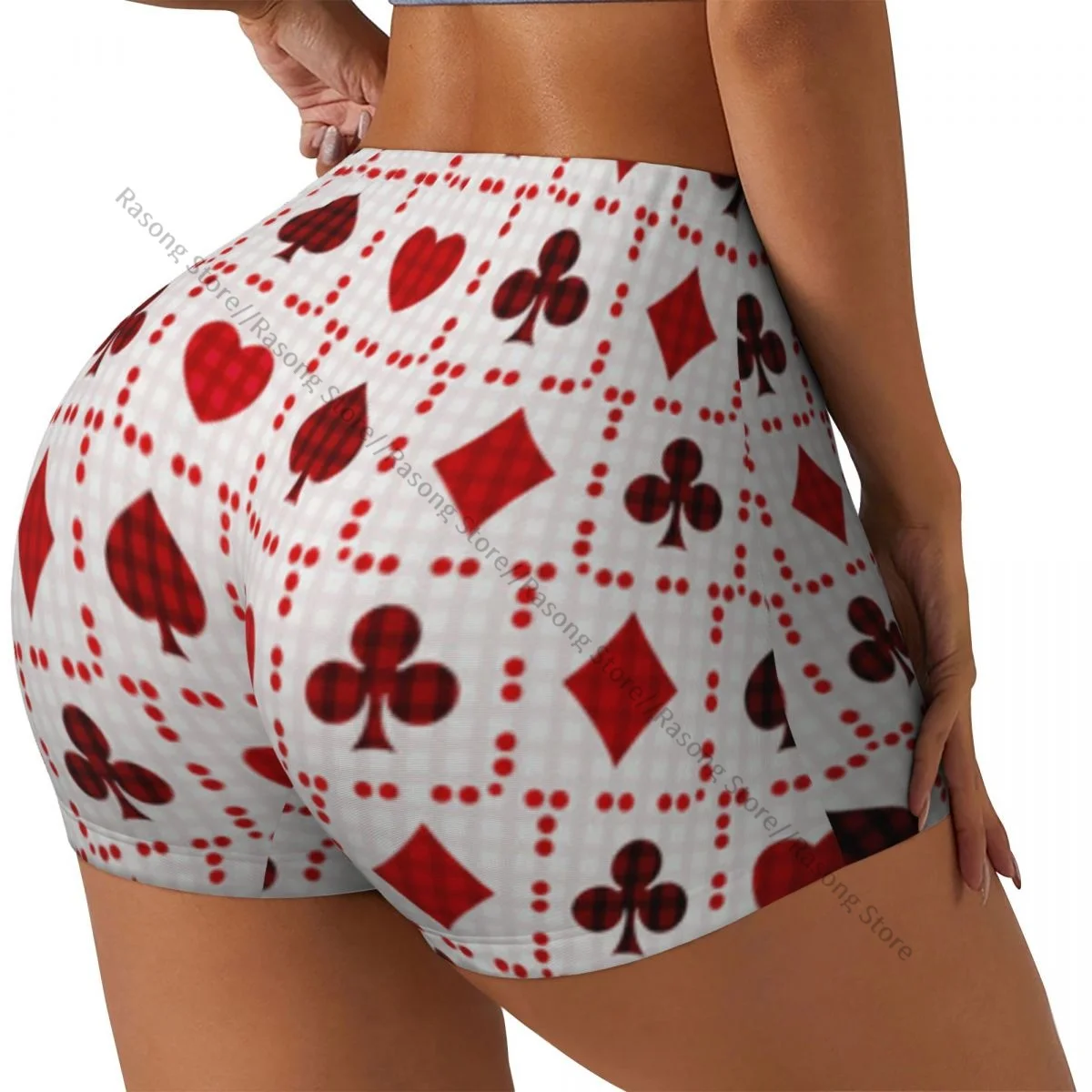 Shorts de ioga feminino Poker Cars Print Scrunch Booty Butt Lifting Comfort Fitness Gym