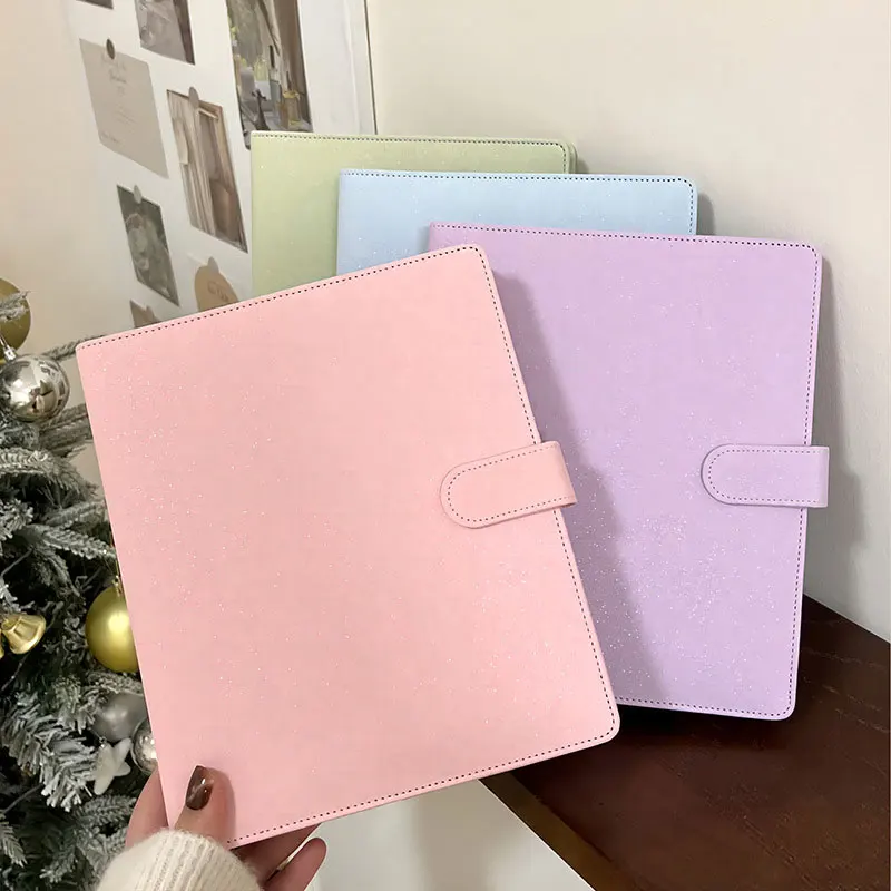 Candy Color A5 Pu Leather Binder Photocards Cover Cute Kpop Loose-leaf Collect Book Photo Cards Album Storage Book Stationery