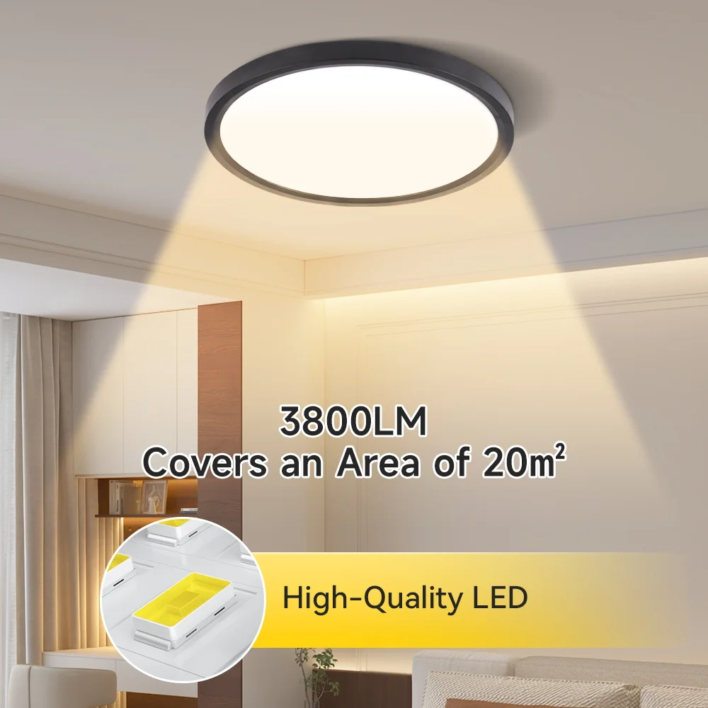 Wood Grain Led Ceiling Lights Modern LED Ceiling Lamp Ultra-thin Lustre Panel Lights Tri Color For Living Room Bedroom Lighting
