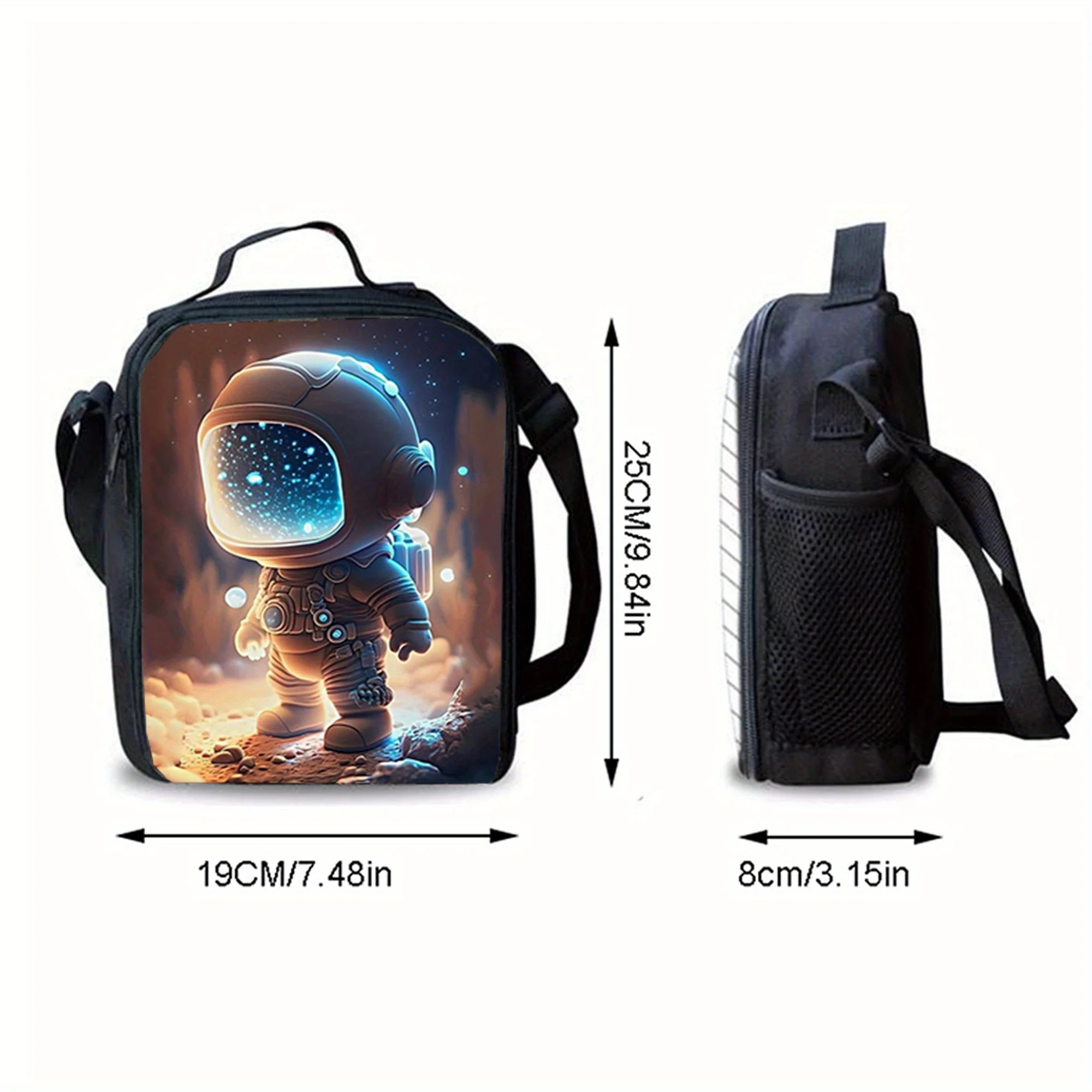 Kawaii Astronaut Pattern Lunch Bag Fashion Thermal Insulation Bag Large-capacity Outdoor Picnic Practical Back-to-school Gift