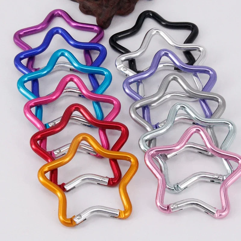 Aluminum Alloy Outdoor Star Shaped Spring Locking Carabiner Clip Keychains For Backpack Camping Hiking Traveling image 2