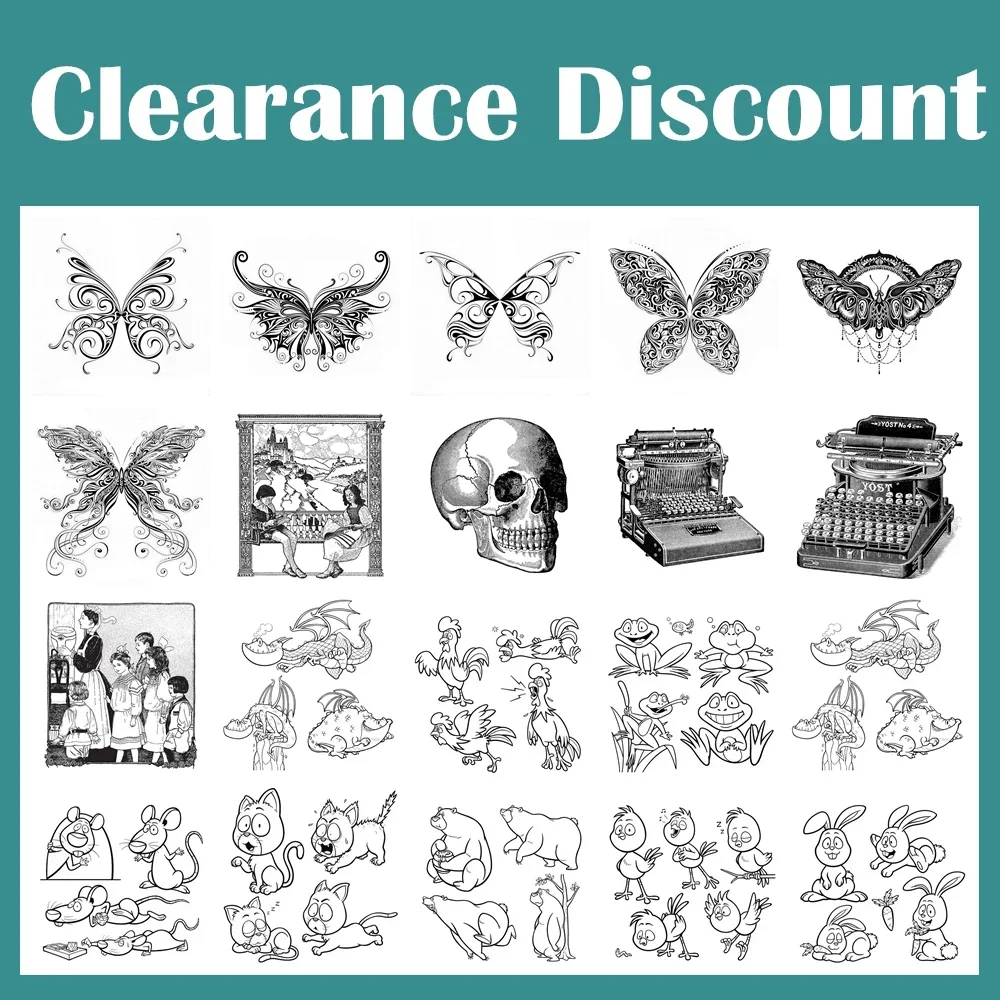 Clearance Price Reduction Stamps Butterfly Dinosaur Frog Cat Bird Bear Retro Stamp Crafts Card Scrapbooking NO Christmas Dies