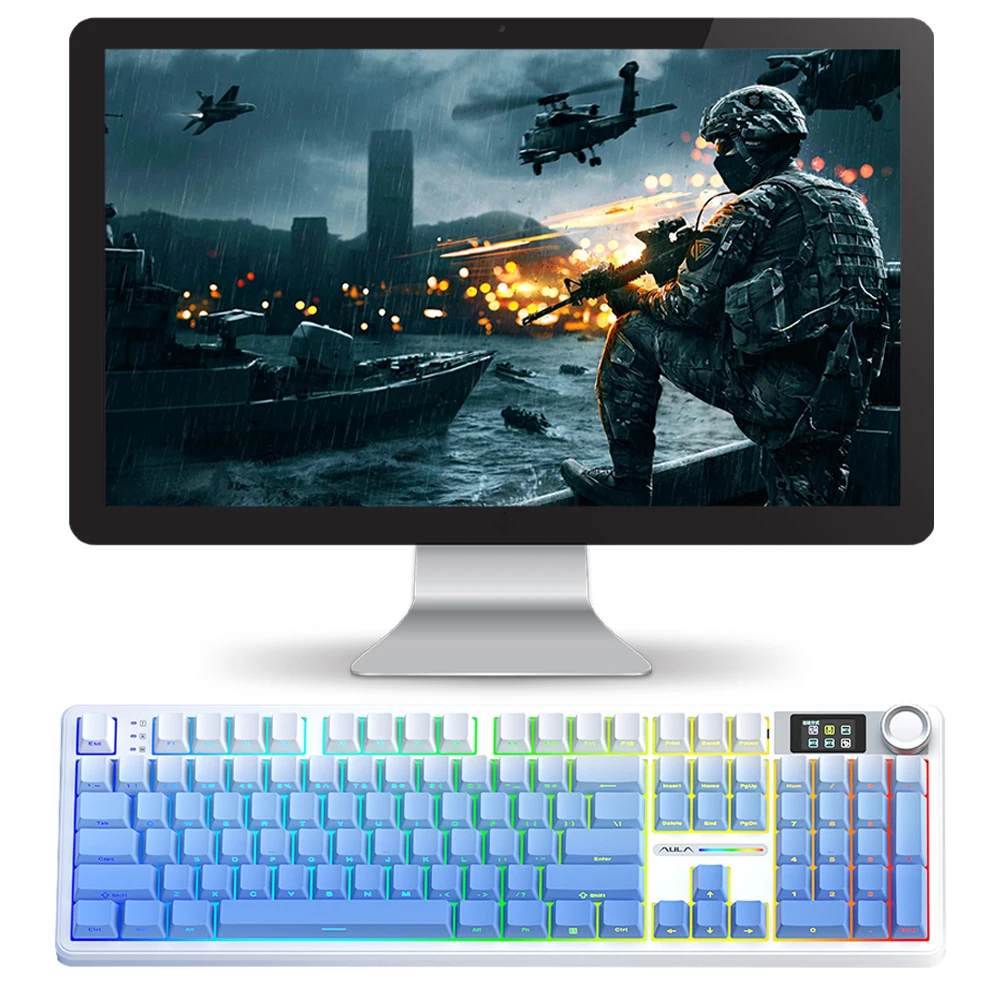 

Механическая игровая клавиатура с возможностью горячей замены, прокладка, трехрежимная клавиатура BT/2,4 ГГц/USB-C для Windows, ноутбука, ПК, геймера