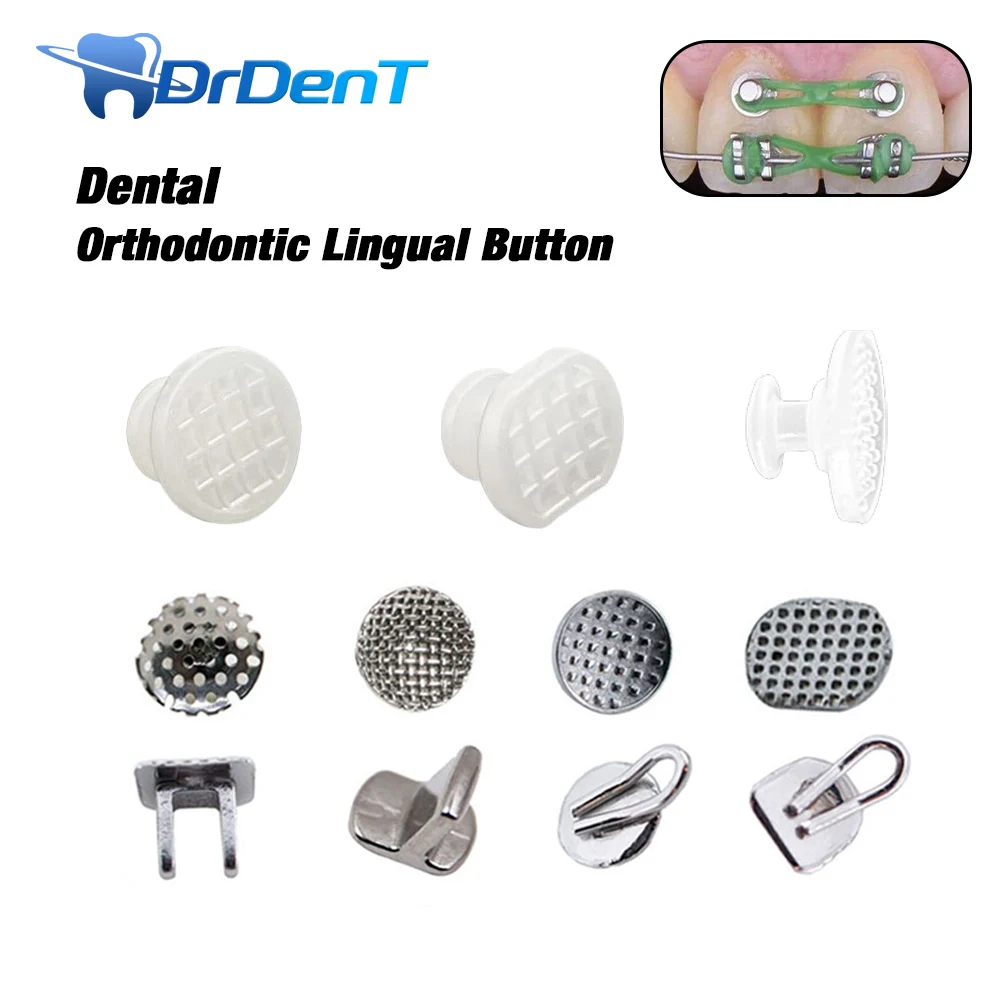 Drdent 10PCS Lingual Button Orthodontics Dental Round Rect Clear Ceramic Composite Bond Eyelet Round For Invisalign ortodoncia