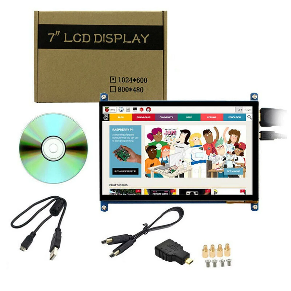 Touchscreen capacitivo USB da 7 pollici 1024 * 600 IPS TFT LCD P + G Raspberry Pi 3 4 Modulo display touch