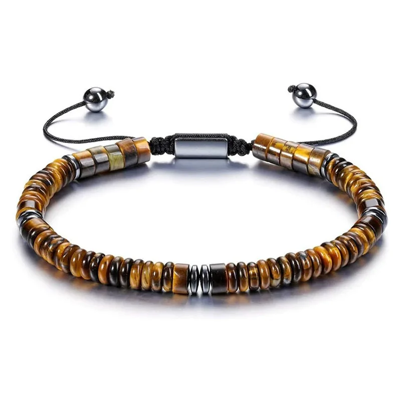

Kirykle Natural Tiger Eye Beaded Bracelet for Men Women Adjustable Rope Handmade Stone Charm Jewelry Healing Energy Wealth Gift