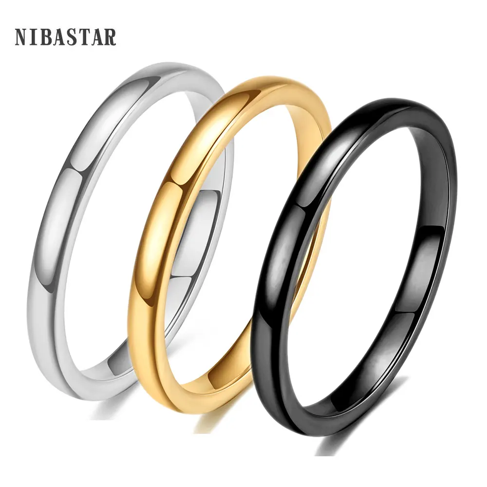 2mm Round Thin Tungsten Carbide Ring For Woman Men Fashion Smooth Simplicity Rings Hight Quality Jewelry