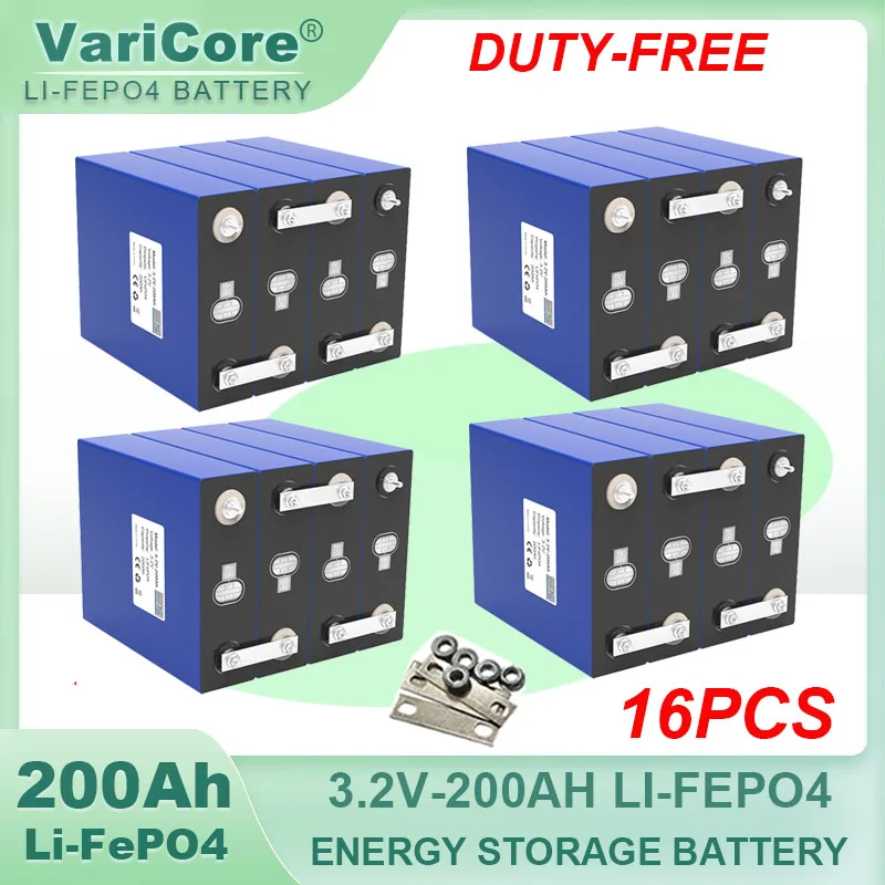 16pcs 3.2V 200Ah LiFePO4 Battery Lithium iron phosphate batteries For 12V 24V RV Campers Golf Cart Off-Road Solar Wind TAX FREE