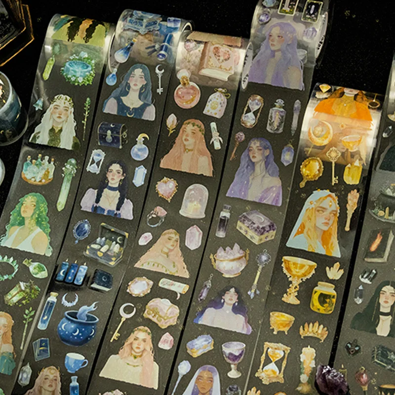 200CM/roll Waterproof PET Tape Mysterious Magician Theme Pattern Handbook Creative DIY Laptop Decoration