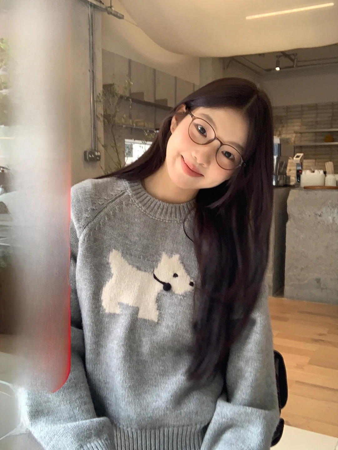 

Lixiaotuan Winter Knitted Sweater for Women Sweet Sle Loose Fit Long Sve Overhead Dog Pattern Casual Lazy Faion Top